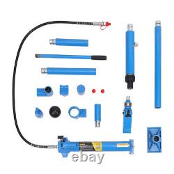10 Ton Hydraulic Porta Power Jack Air Pump Lift Ram Body Frame Repair Kits Blue