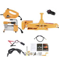 12V 3Ton Automotive Electric Scissor Jack Lift & Impact Wrench Remote Hoist Kit