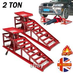 1Pair Car Ramp Jack Lift 2 Ton Hydraulic Vehicle Lifting Workshop Garage Red x 2