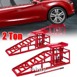 1 Pair 2 Ton Hydraulic Vehicle Car Ramp Jack Lift Adjustable Garage Workshop UK