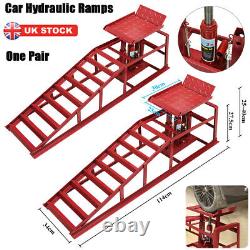 1 Pair Vehicle Car Ramp Lift With 3 Ton Hydraulic Van Bottle Jack Garage Ramps