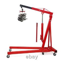 1 Ton Hydraulic Folding Workshop Engine Crane Stand Wheeled Hoist Lift Jack Red