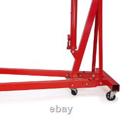 1 Ton Hydraulic Hoist Lift Jack Engine Crane Stand Folding Mechanics Lifting Red