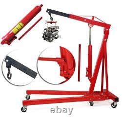 1 Ton Red Workshop Hydraulic Folding Engine Crane Hoist Lift Lifter Jack Stand