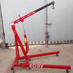 1 Ton Tonne Heavy Duty Engine Crane Stand Hoist Lift Jack Hydraulic Folding Red