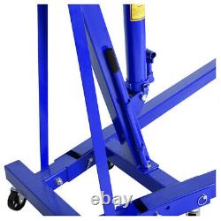 1 Ton Tonne Hydraulic Folding Workshop Engine Crane Stand Hoist Lift Jack Blue