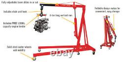 2Ton Folding Mobile Hydraulic Engine Crane Stand Jack Hoist Lift Cranes Workshop