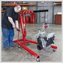 2Ton Hydraulic Folding Engine Crane Stand Hoist Lift Jack Garage Workshop Wheels