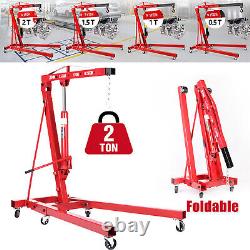 2Ton Hydraulic Folding Engine Crane Stand Hoist Lift Jack Garage Workshop Wheels
