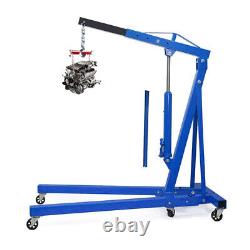 2Ton Hydraulic Folding Mobile Engine Crane Hoist Lift Stand Jack Castor Workshop