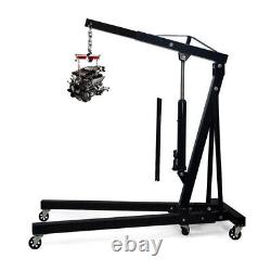 2 Ton Black Workshop Hydraulic Folding Engine Crane Hoist Lift Lifter Jack Stand