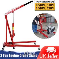 2 Ton Engine Crane Stand Hoist Lift Jack Hydraulic Garage Folding Adjustable Uk