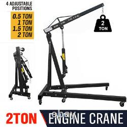 2 Ton Engine Hoist Hydraulic Folding Floor Crane Workshop Garage Jack Lift Stand