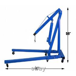 2 Ton Foldable Hydraulic Engine Crane Hoist Lift Stand Jack 2000kg Workshop