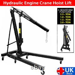2 Ton Hydraulic Engine Crane Stand Hoist Lift Lifter Jack Folding Heavy Duty