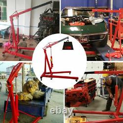 2 Ton Hydraulic Folding Engine Crane Hoist Lift Jack Mobile Wheels Workshop UK