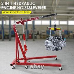 2 Ton Hydraulic Folding Engine Crane Stand Hoist Lift Jack with Leveler Balancer