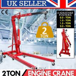 2 Ton Hydraulic Folding Engine Crane Stand Hoist lift Jack Lifting Garage Wheel