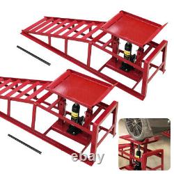 2 Ton Hydraulic Vehicle Car Ramp Jack Lift Adjustable Garage Workshop Red x 2pcs