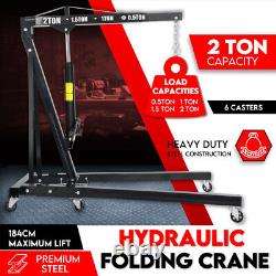 2 Ton Tonne Engine Crane Stand Hoist Lift Jack Hydraulic Folding Adjustable Uk