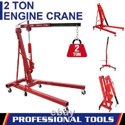 2 Ton Tonne Folding Engine Crane Stand Hoist Lift Jack Hydraulic Garage Workshop