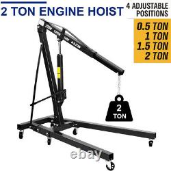 2 Ton Tonne Hydraulic Folding Engine Crane Hoist Lift Lifter Jack Stand Workshop