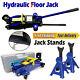 2 Ton Trolley Floor Jack Hydraulic Lift Car Van Suv Lifting+ 2pcs 3t Jack Stands