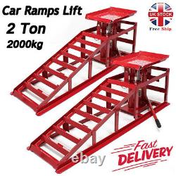2x Car Ramps Lift 2 Ton Tonne Hydraulic Lifting Jack Heavy Duty Workshop Garage