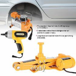 3 Ton 16.5in Lifting Electric Jack & Wrench & Air Pump Set Car Tire Repair Tool