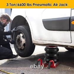 3 Ton/6600 lbs Car Pneumatic Triple Bag Air Jack with 4pcs Axle Stands Lifting