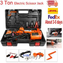 3 Ton Automotive Electric Scissor 3T Car Jack Lift Auto Repair 12V DC Floor Lift