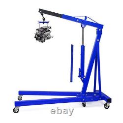 Blue 1 Ton Hydraulic Folding Engine Crane Stand Hoist lift Jack Lifting Garage