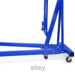 Blue 2 Ton Hydraulic Engine Crane Hoist Lift Garage Folding Mechanics Jack Stand