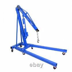 Blue 2 Ton Hydraulic Lifting Engine Crane Foldable Hoist Lift Jack Stand 2000KG