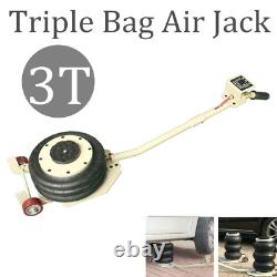 Car Pneumatic Triple Air Bag Jack Trolley 3 Ton 6600 lbs Cap 16in Lift Height