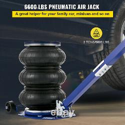 Car Pneumatic Triple Air Bag Jack Trolley 3 Ton 6600 lbs Cap 400 mm Lift Height