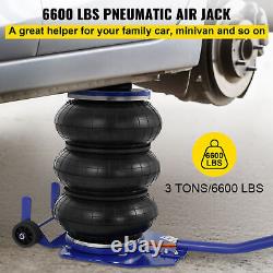 Car Pneumatic Triple Air Bag Jack Trolley 3 Ton 6600 lbs Cap 400 mm Lift Height