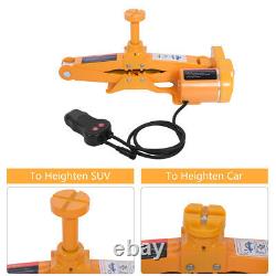 Electric Scissor Floor Jack Lift Car SUV 12-42cm 3Ton 12V with Impact Wrench Fuses