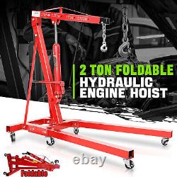 Heavy Duty 2 Ton Hydraulic Folding Engine Crane Stand Hoist lift Jack Garage UK