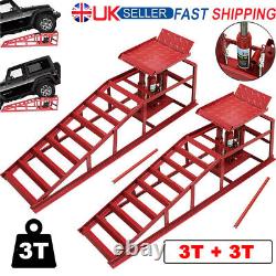Heavy Duty 3 Ton Car Ramp Lift Height Adjustable Hydraulic Jack Garage Platform