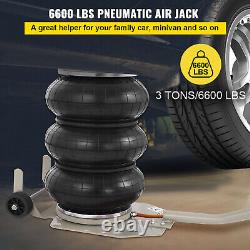 Pneumatic Triple Air Bag Car Jack Trolley 3 Ton 6600 Lbs Cap 400 MM Lift Height