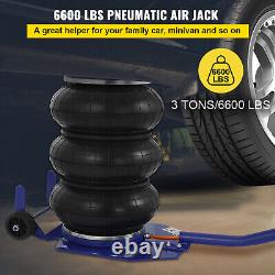 Pneumatic Triple Air Bag Car Jack Trolley 3 Ton 6600 lbs Cap 400 mm Lift Height