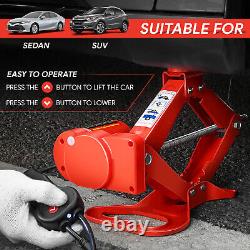Portable 3 Ton 12V Electric Scissor Lift Jack Car Repair Tool with Impact Wrench