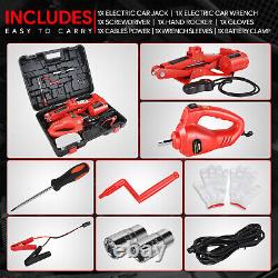 Portable 3 Ton 12V Electric Scissor Lift Jack Car Repair Tool with Impact Wrench