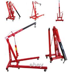 Red 1 Ton Engine Crane Stand Hoist Lift Jack Hydraulic Folding Machine with Wheels