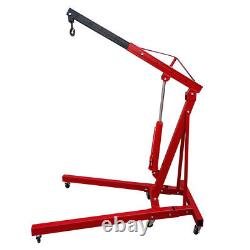 Red 1 Ton Engine Crane Stand Hoist Lift Jack Hydraulic Folding Machine with Wheels