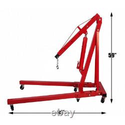 Red 2 Ton Tonne Hydraulic Folding Engine Crane Stand Hoist Lift Jack Garage Tool