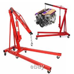 Red Folding Hydraulic 2 Ton Engine Crane Stand Hoist Lift Jack Workshop Garage