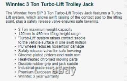 Sip 09823 09702 Winntec 3 Ton Turbo Lift Trolley Jack Pu Wheels 3 Yr Warranty