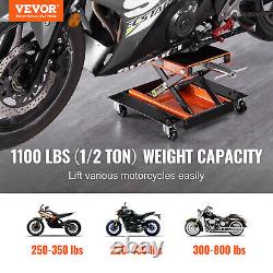 VEVOR Motorcycle Lift ATV Scissor Jack Dolly 1100 lbs Wide Deck & Hand Crank